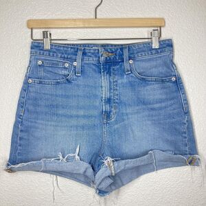 Madewell Shorts Womens 25 Blue Denim Curvy Perfect Vintage High Rise Distressed